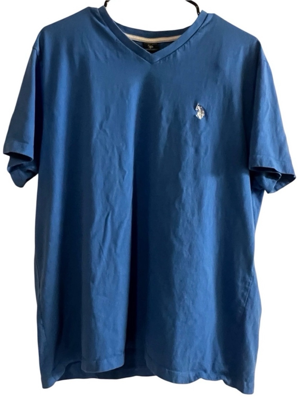 U.S. Polo Assn. Men's V-Neck Tee in Blue with Embroidered Pony